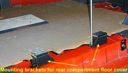 Rear compartment floor cover hinges