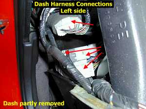 Dash - harness connections, left side 1