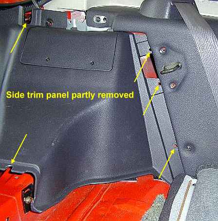 Left side trim panel partly removed