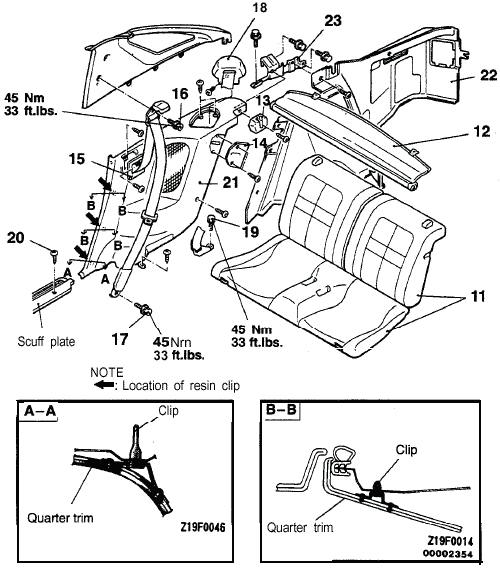 Service manual page for quarter trim