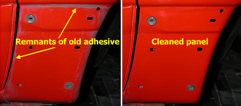 Panel befor and after using cleaner