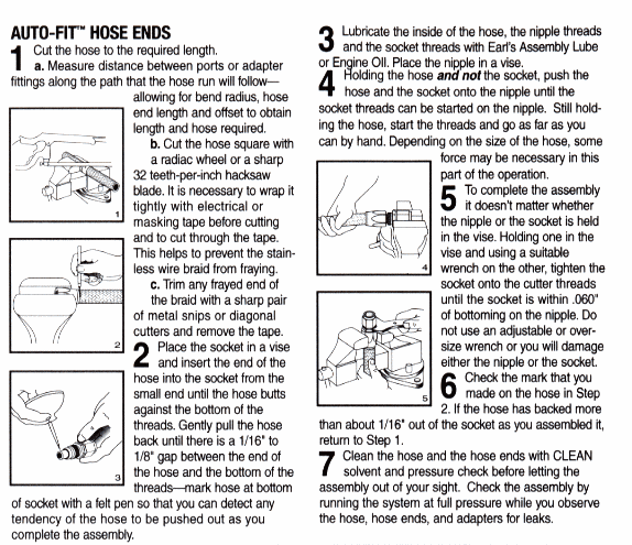 Earl's Perform-O-Flex hose-end instructions