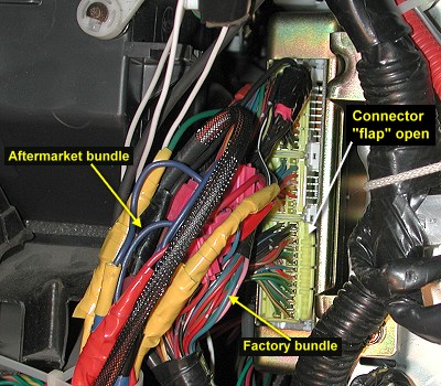 Detail of connectors with ECU in place